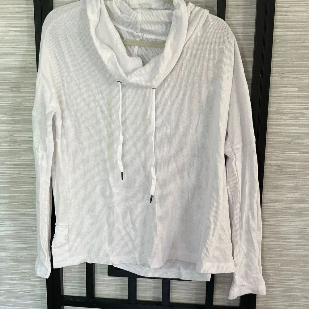 Tribal Jeans white oversize lightweight waffle long sleeve top cow neck sporty s